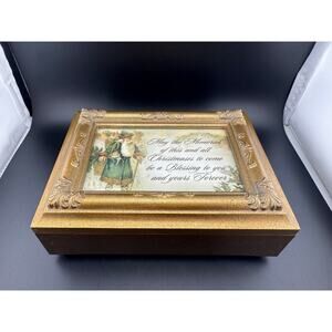 Golden Holiday Musical Jewelry Box